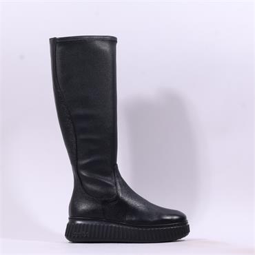 Wonders XFly Platform Long Boot - Black Leather